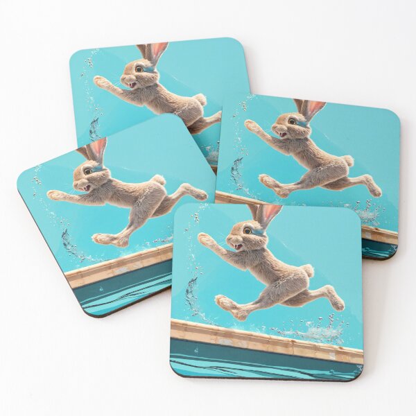 Item preview, cartoon rabbit jumping on a diving board into the pool designed and sold by OxiSkor.