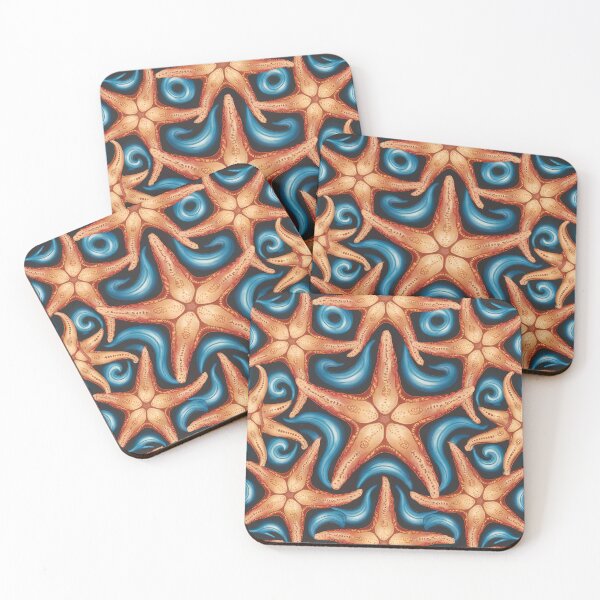 Item preview, Orange Starfish on Blue Swirls designed and sold by FocusedArt.