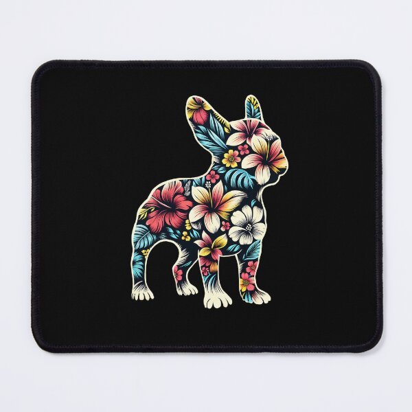 Item preview, French bulldog silhouette and colorful tropical flowers, French bulldog lovers, gift for French bulldog lovers designed and sold by Collagedream.