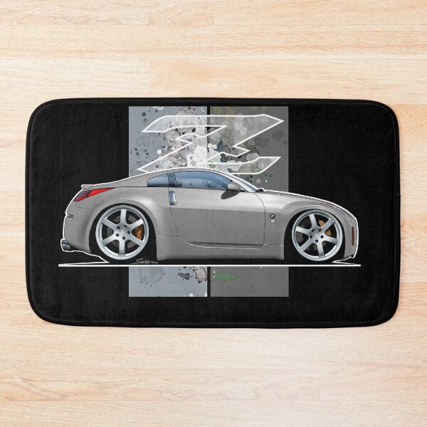 Item preview, Cartooned Artwork of Nissan 350Z in Silver. (dark background) designed and sold by Petrolhead T-Shirts and Art.