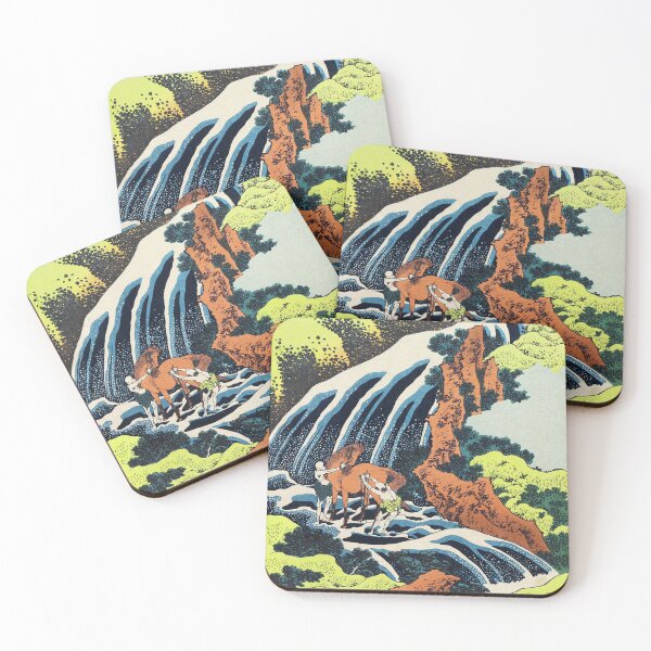 Item preview, The Waterfall Where Yoshitsune Washed His Horse by Katsushika Hokusai designed and sold by Takeda-art.