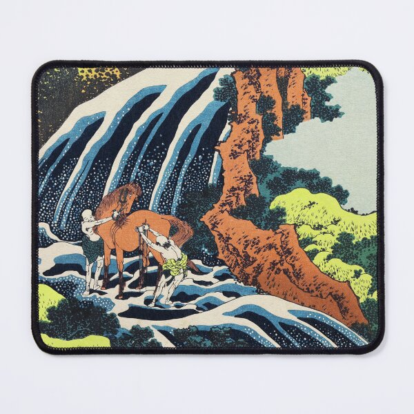 Item preview, The Waterfall Where Yoshitsune Washed His Horse by Katsushika Hokusai designed and sold by Takeda-art.