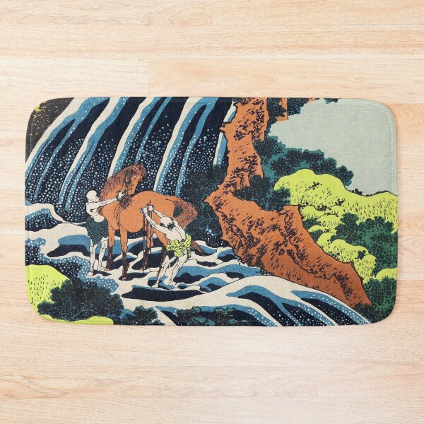 Item preview, The Waterfall Where Yoshitsune Washed His Horse by Katsushika Hokusai designed and sold by Takeda-art.