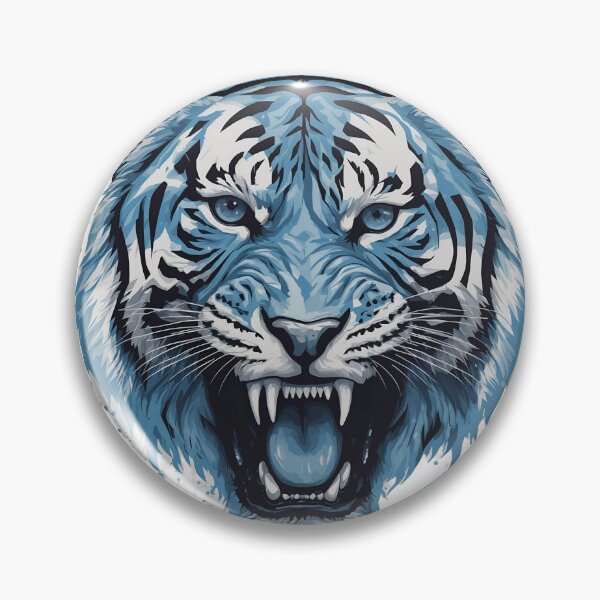 Artikelvorschau, Brüllender blauer Tiger, digitale Kunst entworfen und verkauft von SoulGame.