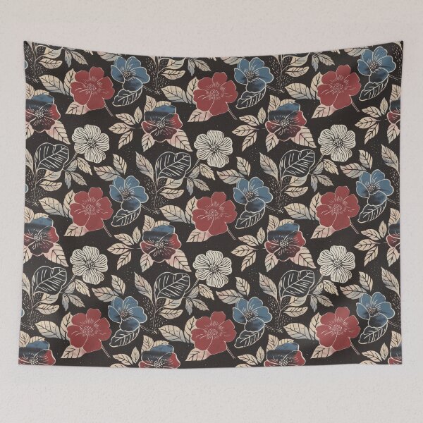 Item preview, Linoprint Pansies on Dark Gray designed and sold by Monochrome-Dog.