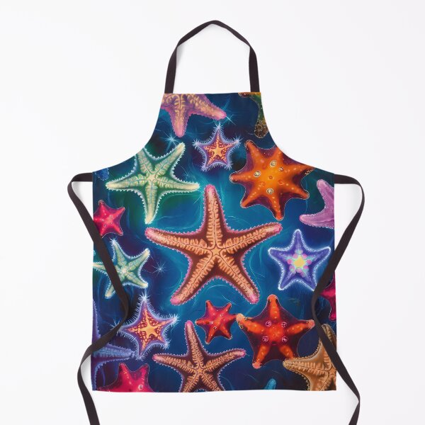 Item preview, Cute Multi Coloured Starfish on a blue background. designed and sold by FocusedArt.