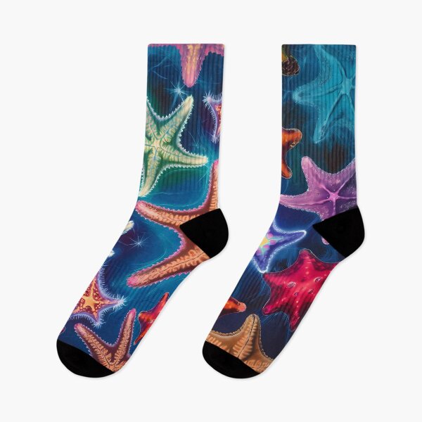 Item preview, Cute Multi Coloured Starfish on a blue background. designed and sold by FocusedArt.