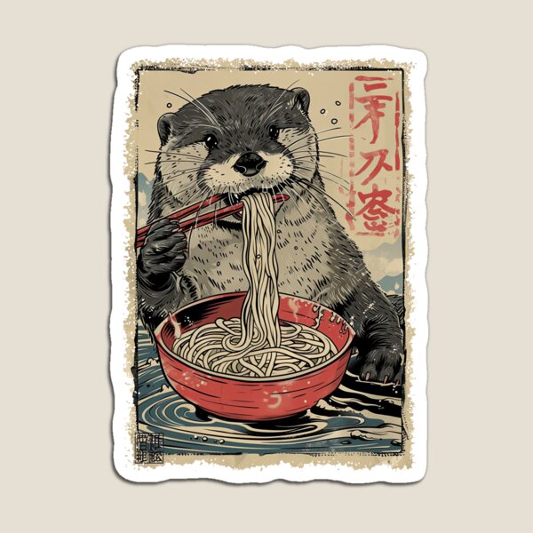 Item preview, Otter eating ramen - vintage paint designed and sold by gaviani.