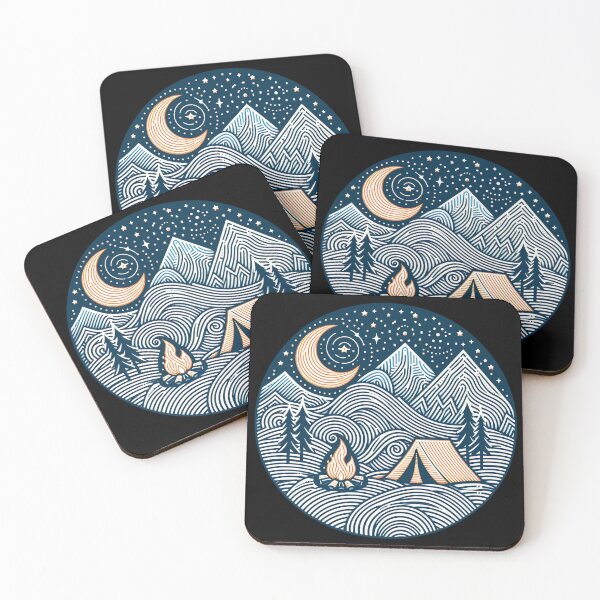 Item preview, Crescent Moon Camping With Campfire in the Wild designed and sold by SportsT-Shirts.