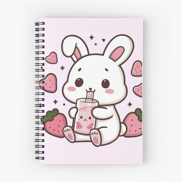 Aperçu de l'œuvre Lapin mignon de lait de fraise de Kawaii créée et vendue par TeeTotally.