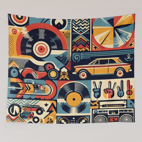 Item preview, Eclectic retro fusion - celebrate the best of the 60s-80s in one vibrant piece! designed and sold by PandaTShirtShop.