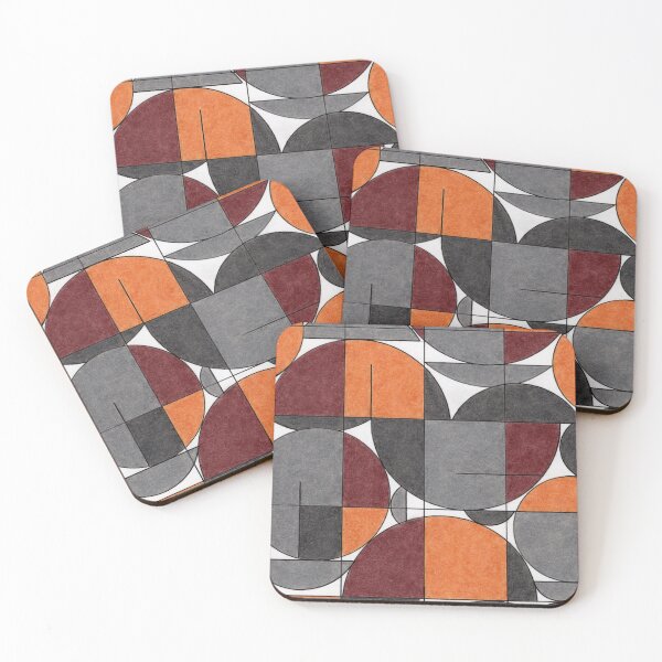Item preview, Modern Geometric Abstract Art in Orange and Gray designed and sold by TheJoeyStudio.
