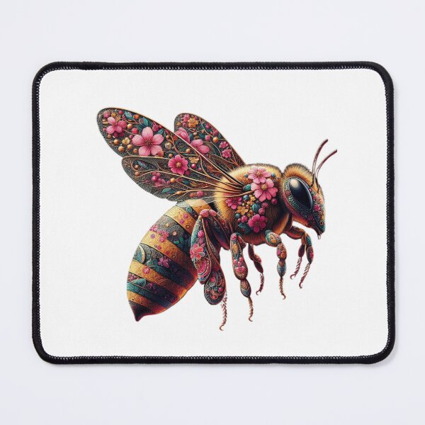 Item preview, Enchanting Floral-Patterned Bee Artwork - Unique Nature-Inspired Decor designed and sold by MiszungART.