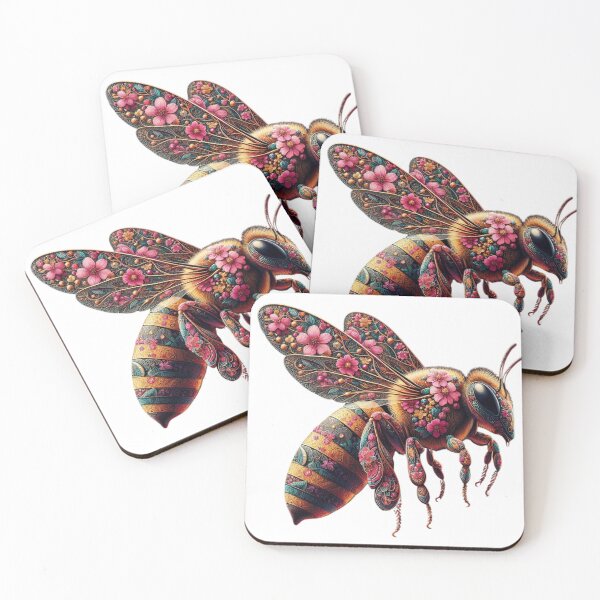 Item preview, Enchanting Floral-Patterned Bee Artwork - Unique Nature-Inspired Decor designed and sold by MiszungART.