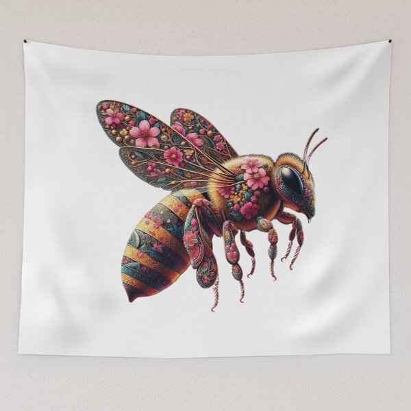 Item preview, Enchanting Floral-Patterned Bee Artwork - Unique Nature-Inspired Decor designed and sold by MiszungART.
