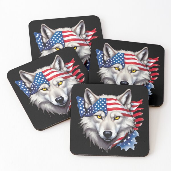 Item preview, Copy of Head Of A White Wolf With Yellow Eyes And An American Flag designed and sold by Adelberton.