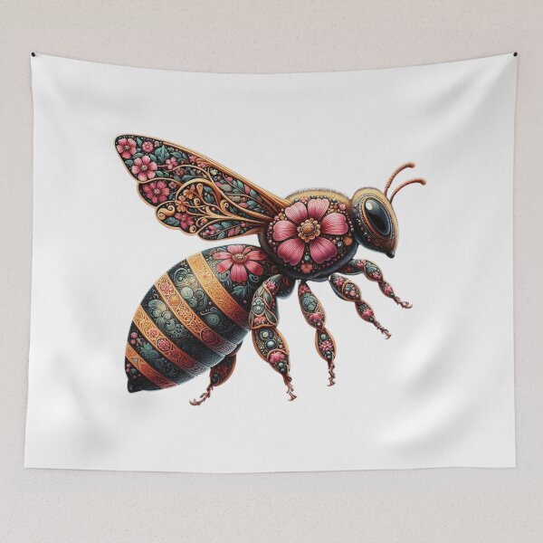 Item preview, Copy of Enchanting Floral-Patterned Bee Artwork - Unique Nature-Inspired Decor designed and sold by MiszungART.