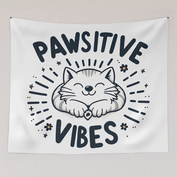 Aperçu de l'œuvre Positive Vibes Cat Lovers Funny Pun créée et vendue par RubisLeaf.