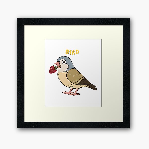 Aperçu de l'œuvre représente un oiseau de dessin animé avec une fraise dans la bouche créée et vendue par lmsendalfer.