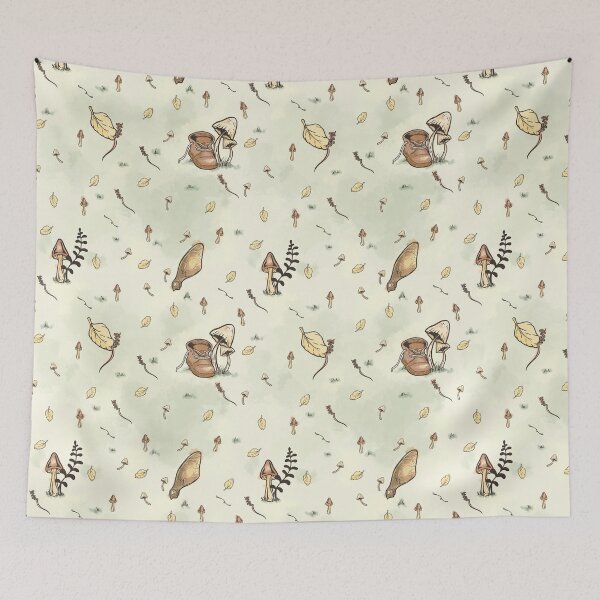 Item preview, Woodland Mushroom Seamless Pattern Watercolor Green designed and sold by UB Draws.