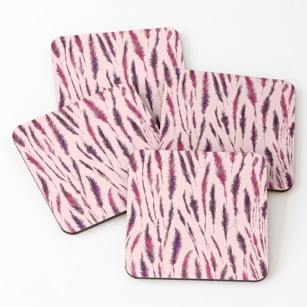 Item preview, Burgundy Grunge Style Wild Grasses on Pink Background designed and sold by Beachy.
