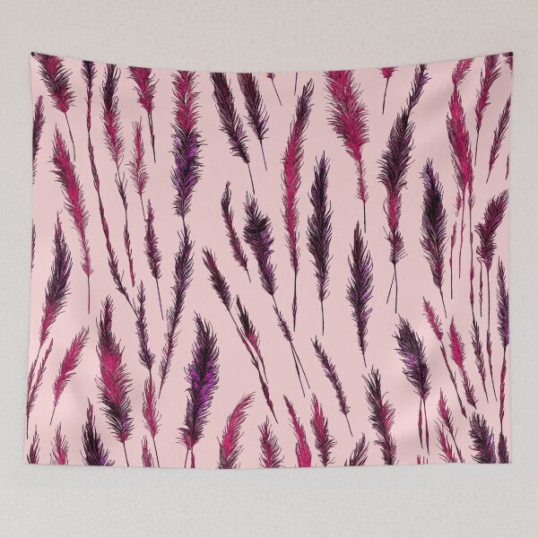 Item preview, Burgundy Grunge Style Wild Grasses on Pink Background designed and sold by Beachy.