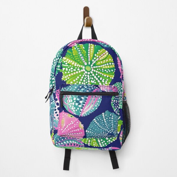 Item preview, Watercolor sea urchins in preppy colors on navy blue designed and sold by SophieClimaArt.