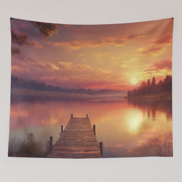 Artikelvorschau, wunderschöner Sonnenuntergang über dem wunderschönen See. entworfen und verkauft von brain301.