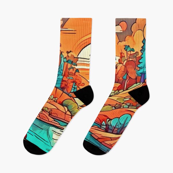 Item preview, Colorful Forest Sunset Cartoon Art designed and sold by Health And Fitness Posts e-Store.