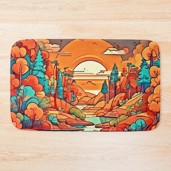 Item preview, Colorful Forest Sunset Cartoon Art designed and sold by Health And Fitness Posts e-Store.