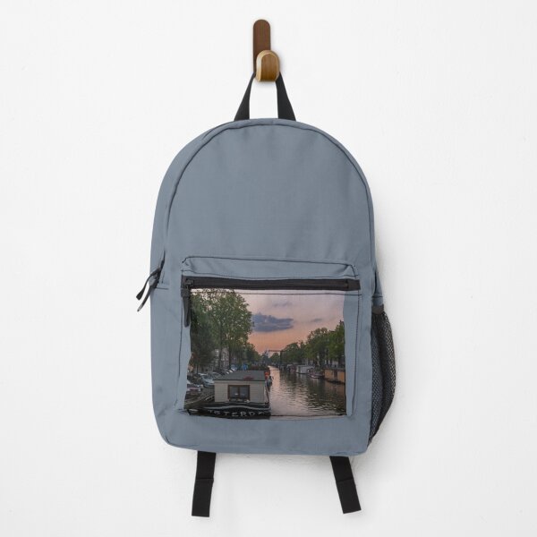 Item preview, Amsterdam Canal Sunset with Houseboats designed and sold by InbalTurShalom.