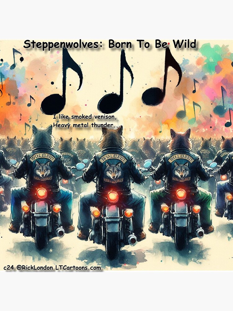 Thumbnail 3 of 3, Sticker, Steppenwolves - Wolf's Angels  designed and sold by ltcartoons.