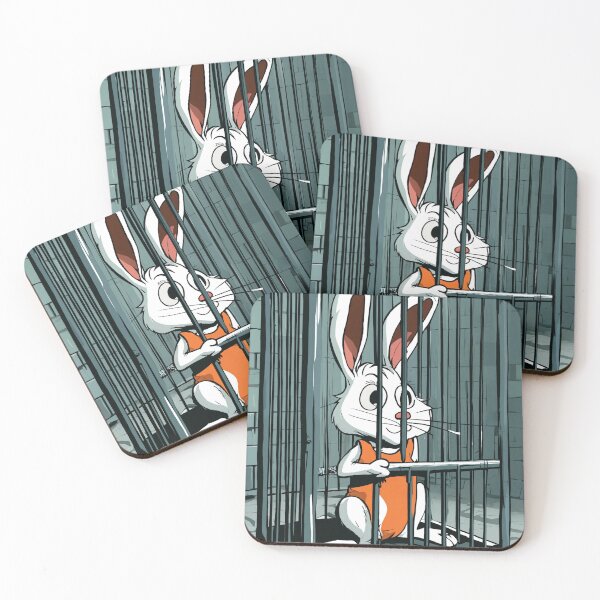 Item preview, Cartoon Rabbit in Orange Behind Prison Bars designed and sold by OxiSkor.