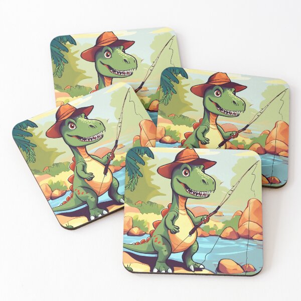 Item preview, cartoon dinosaur fishing designed and sold by OxiSkor.