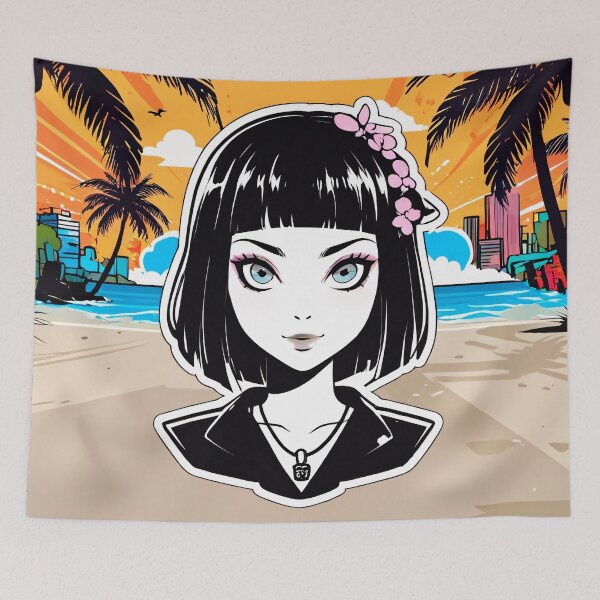 Item preview, Tropical City Vacation Summer Goth Girl designed and sold by MadnessEnvelope.
