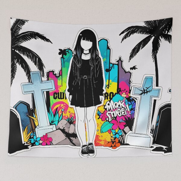 Item preview, Faceless Goth Girl Illustration - New Orleans Graveyard designed and sold by MadnessEnvelope.