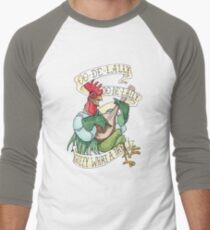 Alan-A-Dale Rooster : OO-De-Lally Golly What A Day Tattoo Watercolor Painting Robin Hood Men's Baseball ¾ T-Shirt