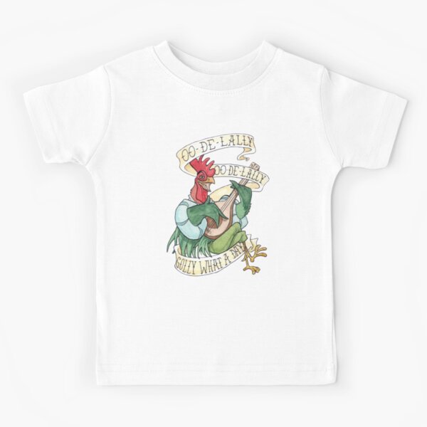 Alan-A-Dale Rooster : OO-De-Lally Golly What A Day Tattoo Watercolor Painting Robin Hood Kids T-Shirt