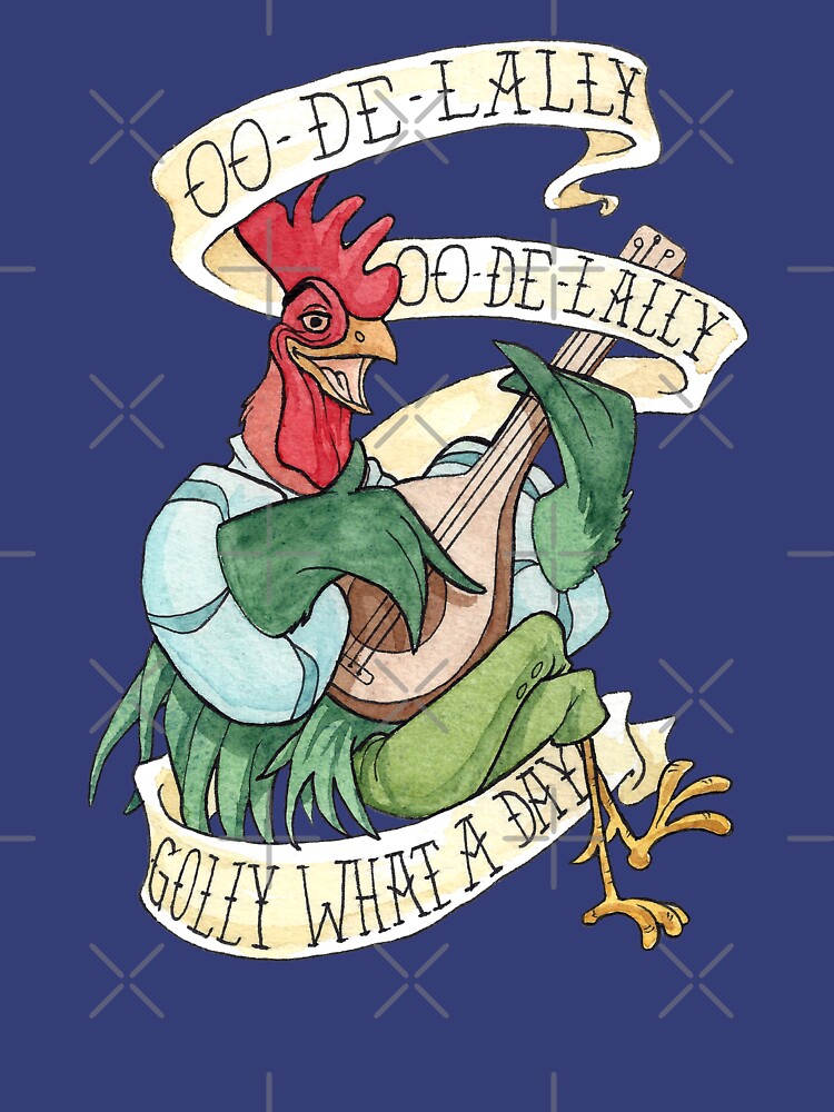 Alan-A-Dale Rooster : OO-De-Lally Golly What A Day Tattoo Watercolor Painting Robin Hood by Rvaya