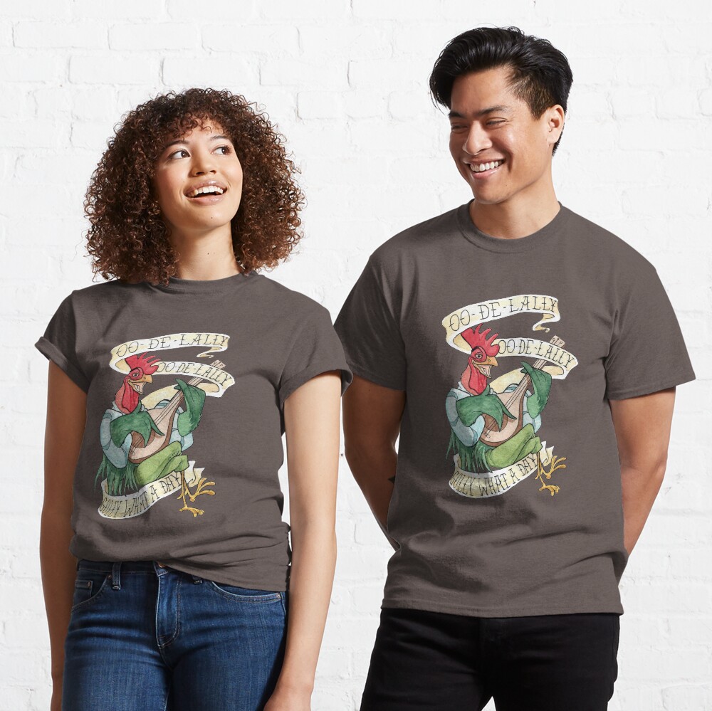 Alan-A-Dale Rooster : OO-De-Lally Golly What A Day Tattoo Watercolor Painting Robin Hood Classic T-Shirt