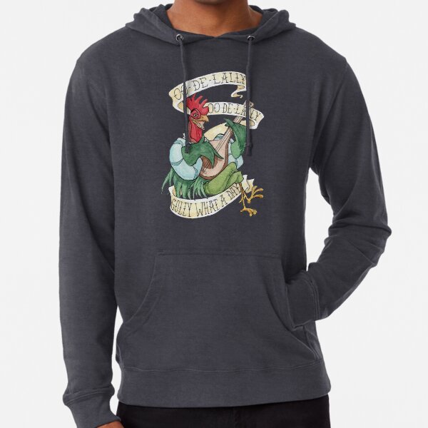 Alan-A-Dale Rooster : OO-De-Lally Golly What A Day Tattoo Watercolor Painting Robin Hood Lightweight Hoodie