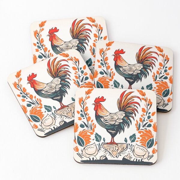 Item preview, a stylized Gallic rooster and his hens designed and sold by janjacbu.