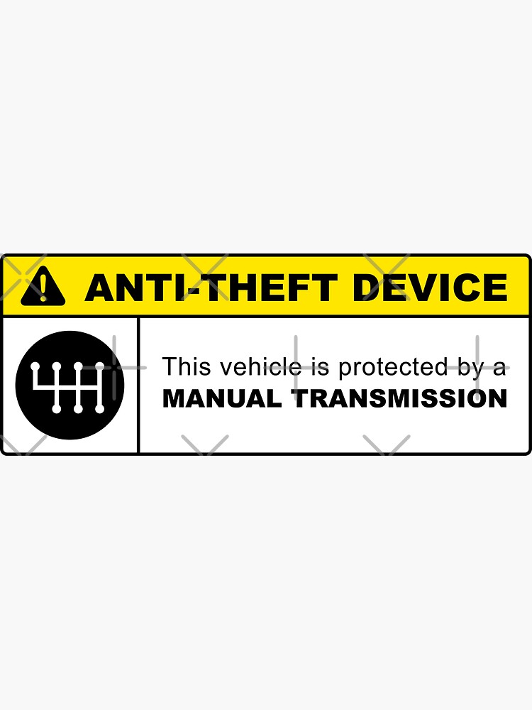 Thumbnail 3 of 3, Sticker, Yellow Anti-Theft Device: Manual Transmission Warning (reverse gear on top left) designed and sold by ApexFibers.