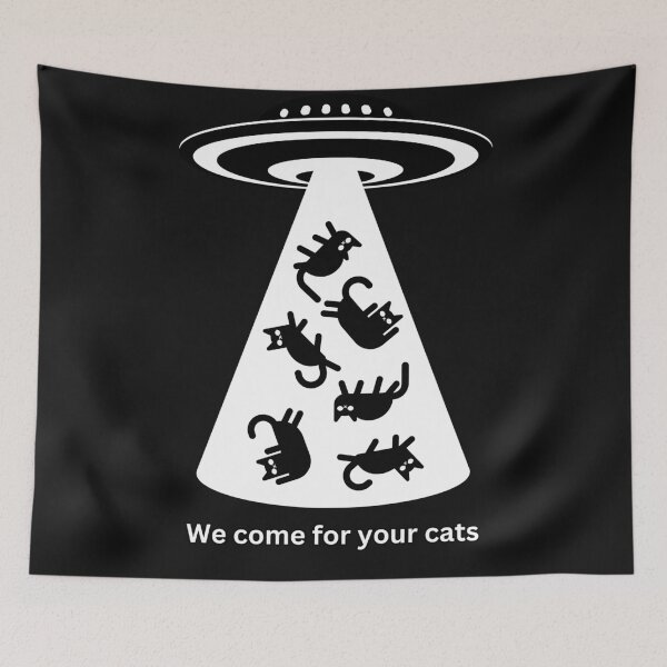 Item preview, We Come For Your Cats - alien cat abduction designed and sold by abeautifulife.