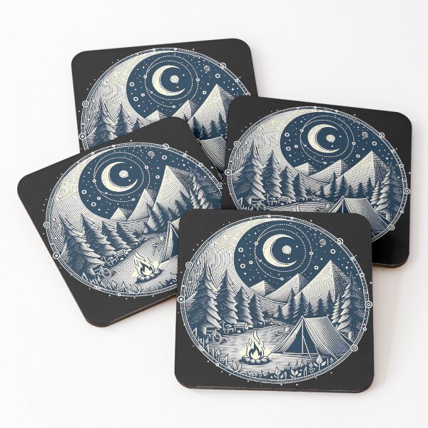 Item preview, Crescent Moon Campfire Camping in Pine Forest Wilds designed and sold by SportsT-Shirts.