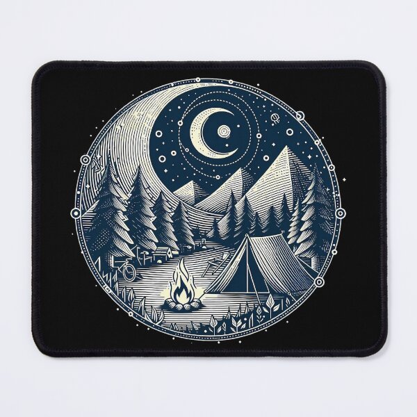 Item preview, Crescent Moon Campfire Camping in Pine Forest Wilds designed and sold by SportsT-Shirts.