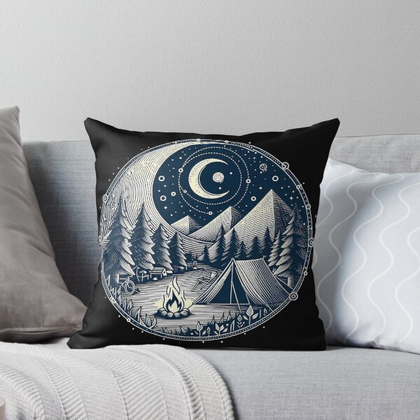 Item preview, Crescent Moon Campfire Camping in Pine Forest Wilds designed and sold by SportsT-Shirts.