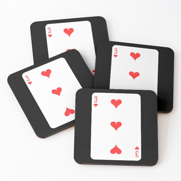 Item preview, 3 of hearts, deck of cards, card game designed and sold by Numbers-Art.