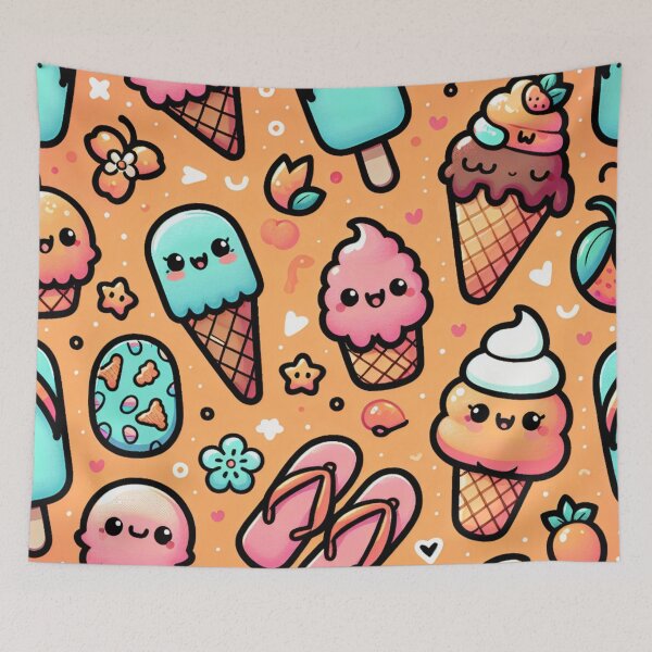 Item preview, Kawaii Ice Cream Cones And Flipflops designed and sold by BassHeadMomma.