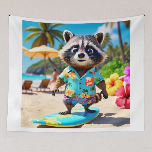 Item preview, FUNNY RACCOON SURFING " SURFING LOVERS  designed and sold by Obinne.